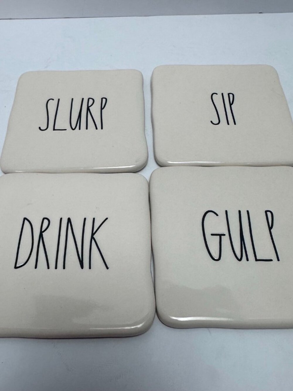 Rae Dunn Artisan collection 4 pc Cork back Square White Entertainment